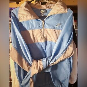 Nike Women's Sky Blue and Tan Bomber Jacket